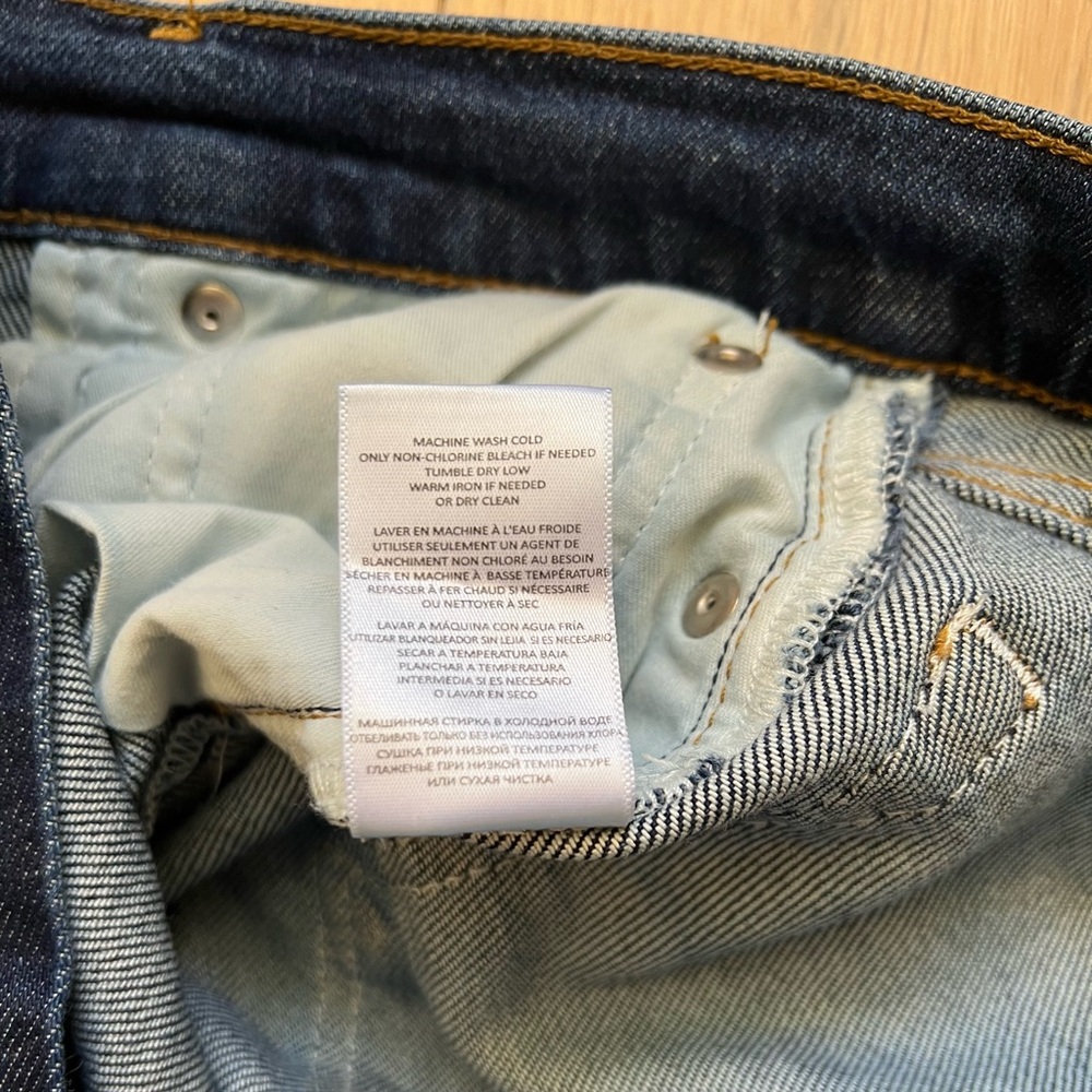 Re/Done 70s Stove Pipe Straight Leg High-Rise Jeans in Dark Indigo Denim Size 25 - Picture 7 of 13